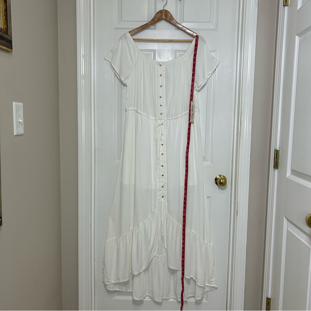 Indigo Rose Off White Boho Elastic Waist Pull On Off Shoulders Romantic Dress XL - Picture 6 of 13